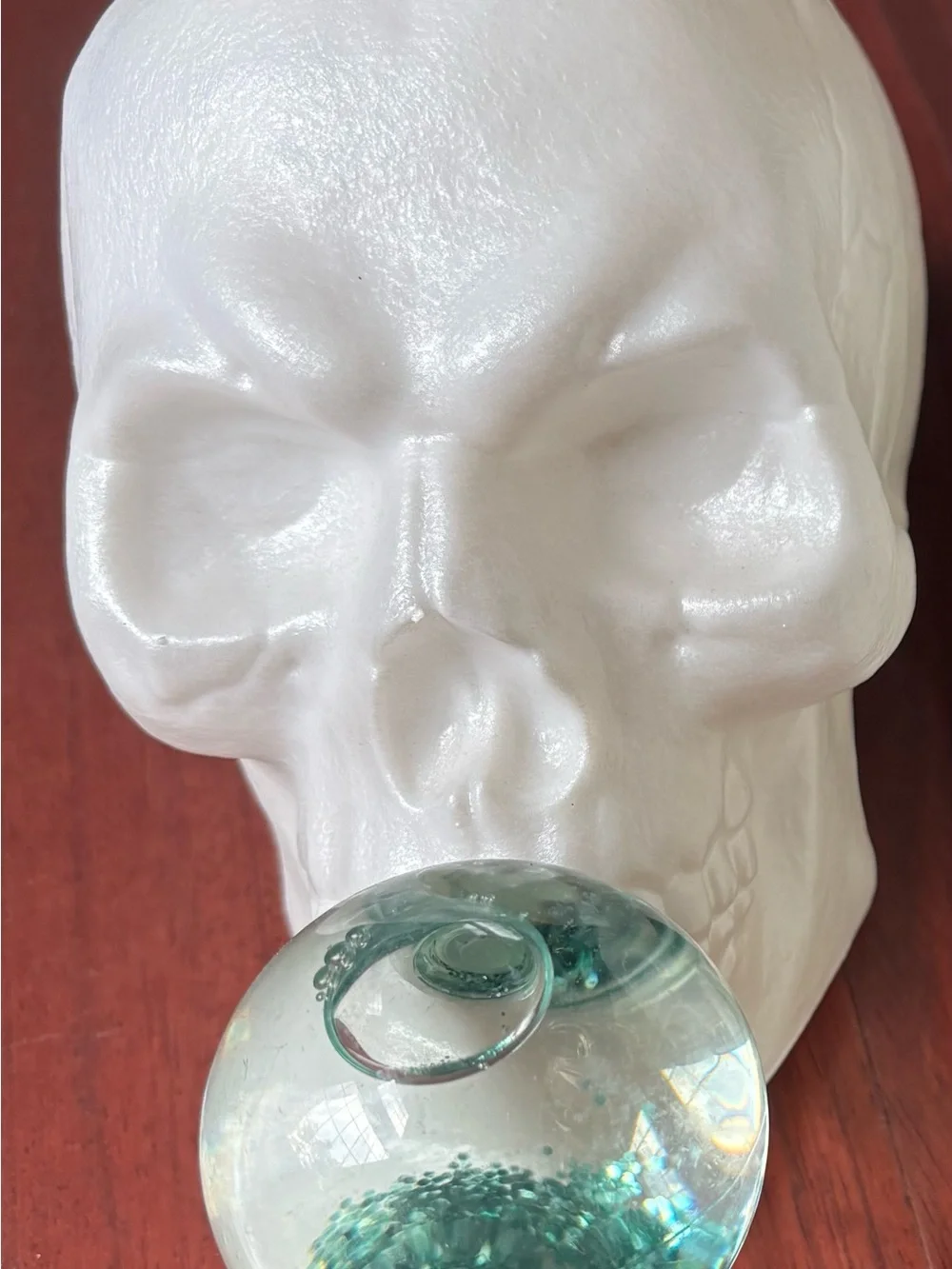 1 - Skull Blowing Blue Glitter Bubble , NEW, Halloween collectible decor